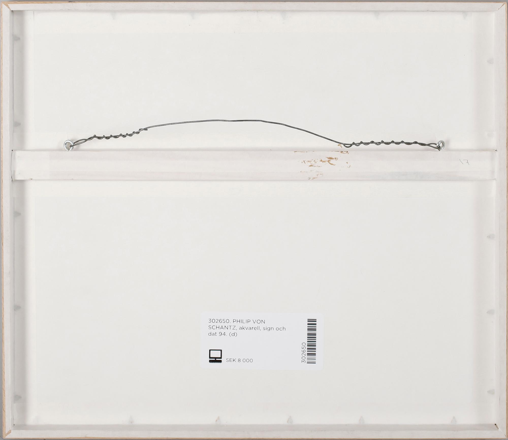 PHILIP VON SCHANTZ, akvarell, sign och dat 94.
