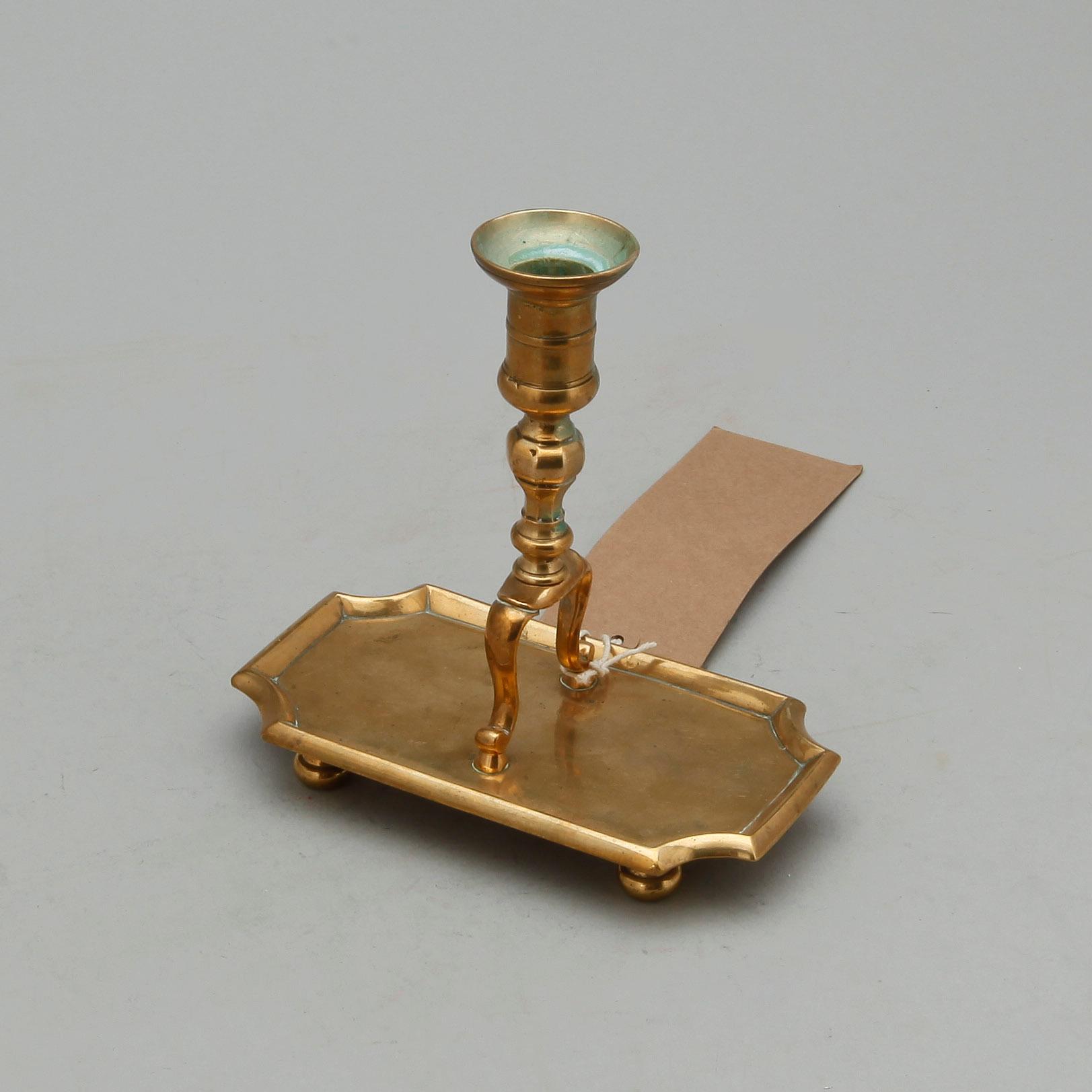 LJUSSTAKE, mässing, 1700/1800-tal.