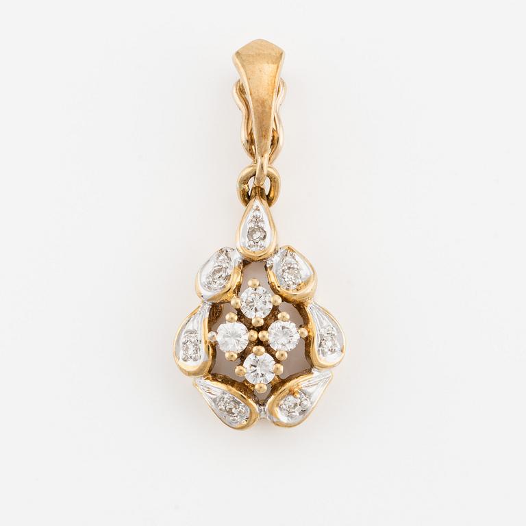 Pendant, 18K gold with small brilliant-cut diamonds.