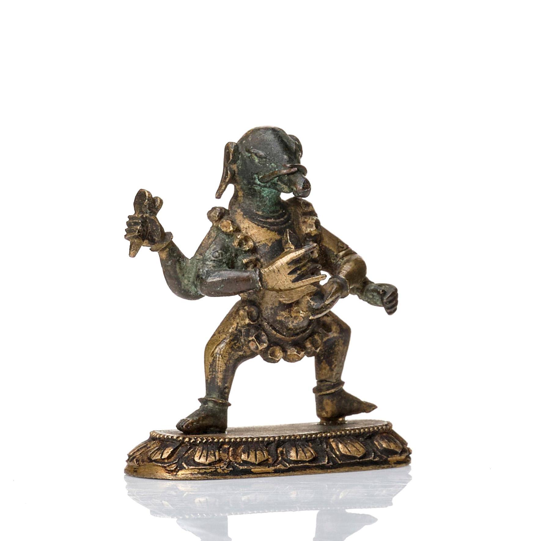 Skulpturer, tre stycken, brons, Kina och Tibet, 1700-tal.
