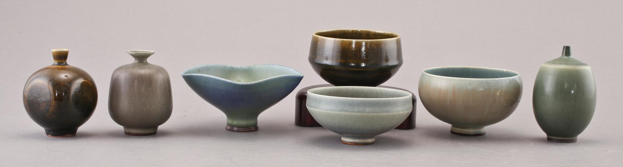 MINATYRER, 7 st, stengods, Berndt Friberg, Gustavsberg.