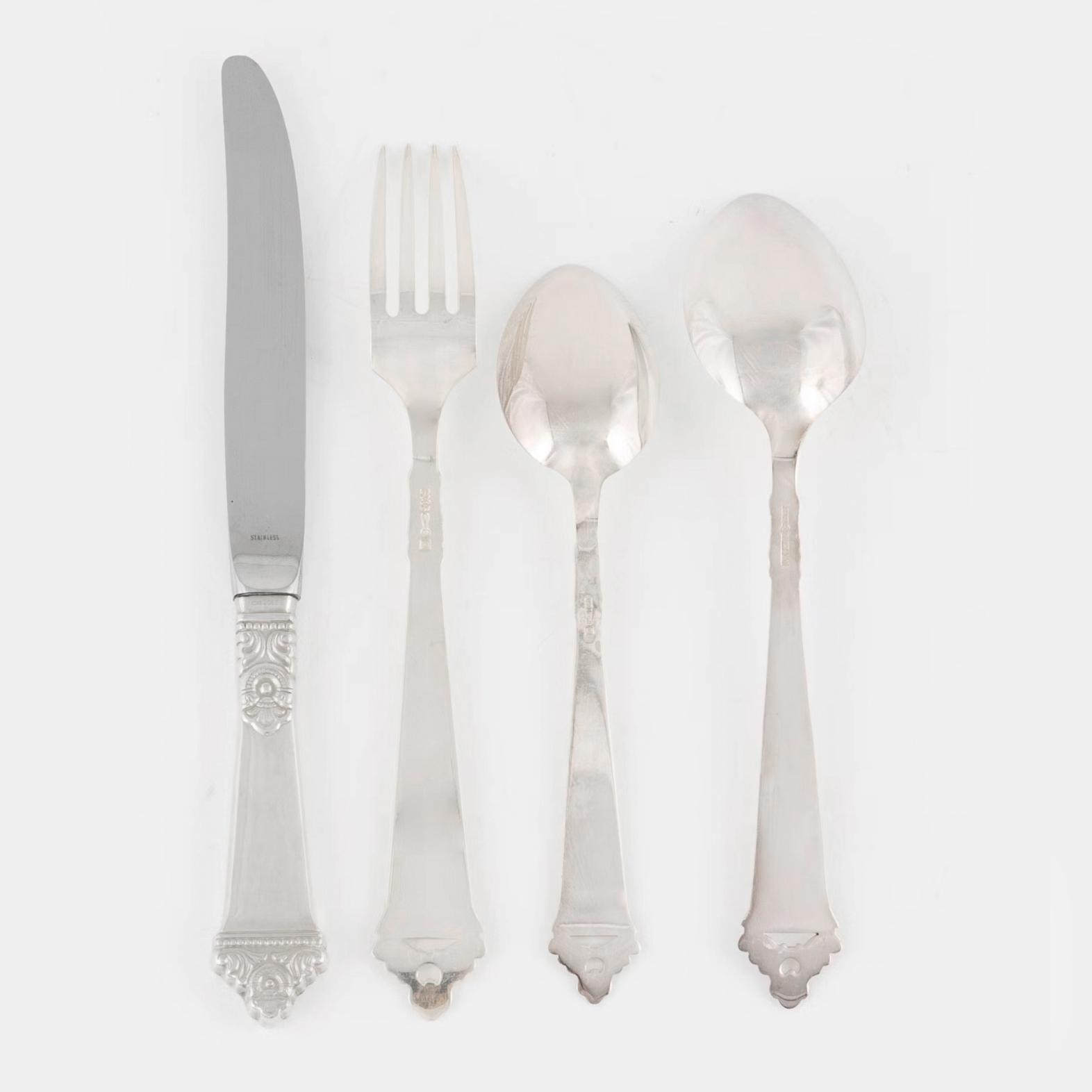 A Norwegian Silver Cutlery, model 'Odel', including mark of Nils Hansen, Oslo (48 pieces).
