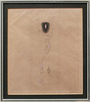 HANS BELLMER, etsningar, 3 st, delvis kolorerade, signerade.