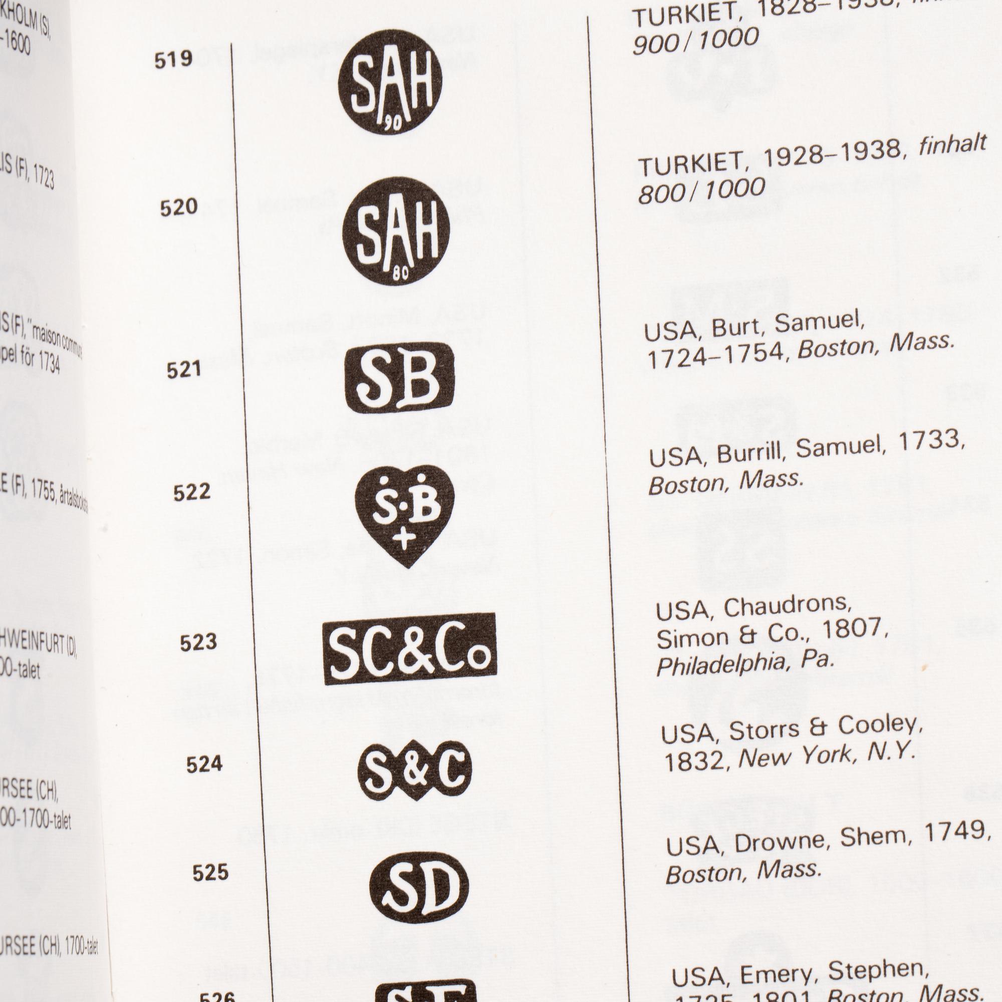 BÖCKER, 11 VOL, om guld, silver och tenn, 1900-tal.