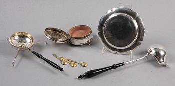 PARTI SILVER, 4 delar, silver, bla Carl Petter Lampa, Stockholm. Mest 1800-tal.