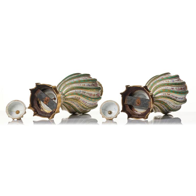 A pair of French 'Sèvres' porcelain urns, 1890s.
