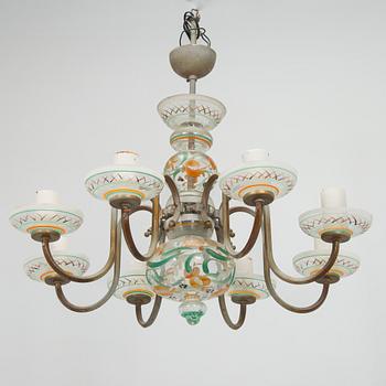 Paavo Tynell, A 1940s '1752/8' chandelier, for Taito and Kauklahden Lasitehdas. Finland.