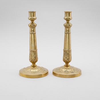 LJUSSTAKAR, 1 par, empire, brons, 1800-talets första hälft.
