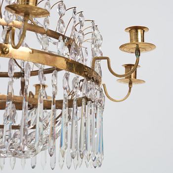 A late Gustavian nine-light chandelier, early 19th century.