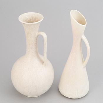 Gunnar Nylund, a set of three stoneware jugs and a vase for Rörstrand, 1950's/60's.