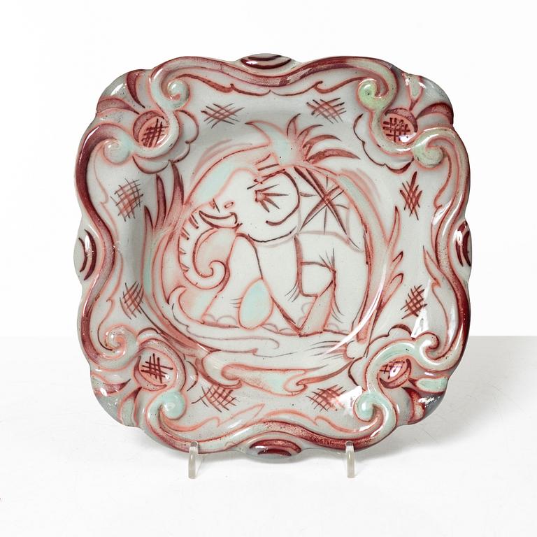 Allan Ebeling, a glazed ceramic dish, dated 1926.