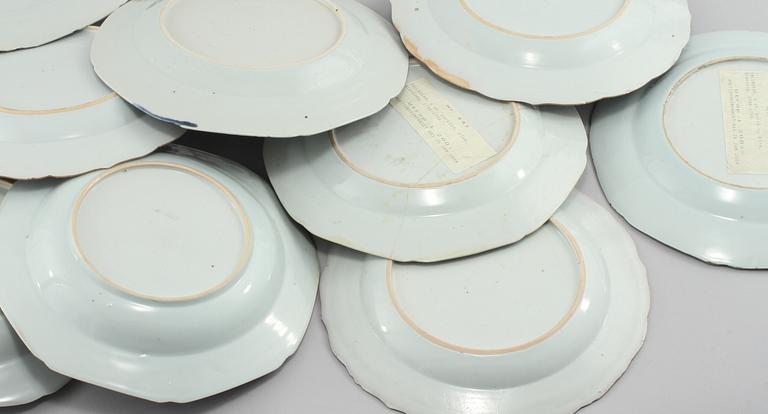 TALLRIKAR, 11 st, porslin, Kina, 1700-tal.