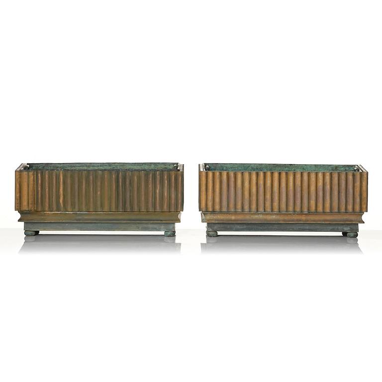 Swedish Grace, a pair of bronze planters, 1920s-1930s.