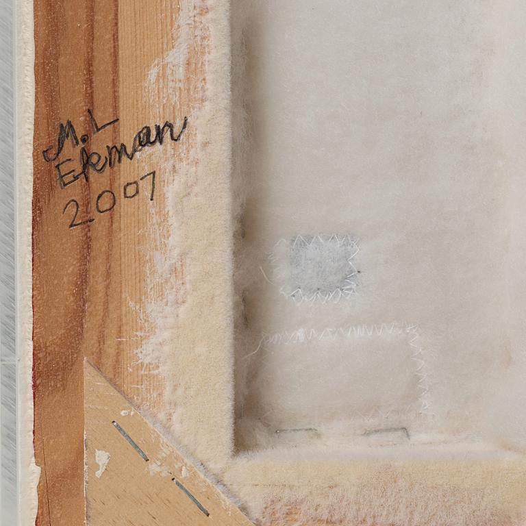 Marie-Louise Ekman, assemblage in plexiglass box, verso signed M-L Ekman and dated 2007.