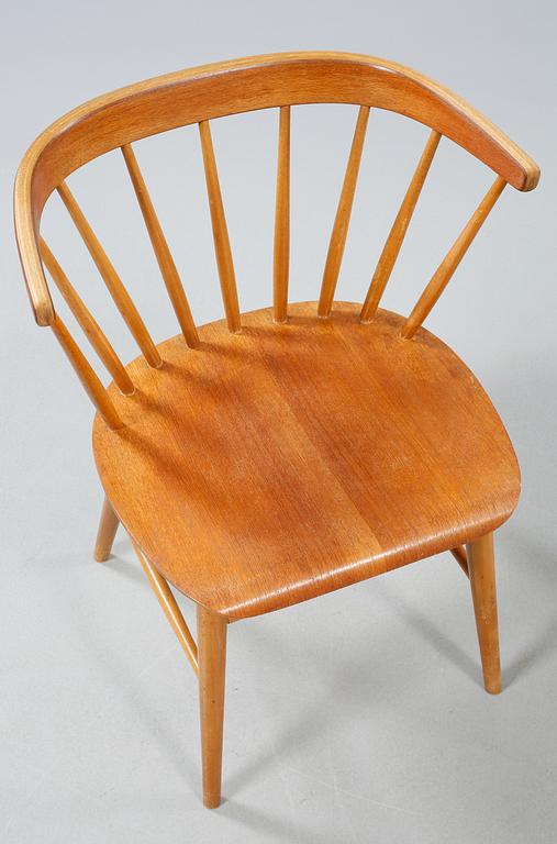 KARMSTOLAR, 3 st, "Florett nr 147", AB Bröderna Wigells Stolfabrik. 1900-talets mitt.