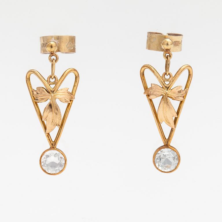 Örhängen, 18K guld, akvamariner. Pirkan kulta, Tammerfors 1956.