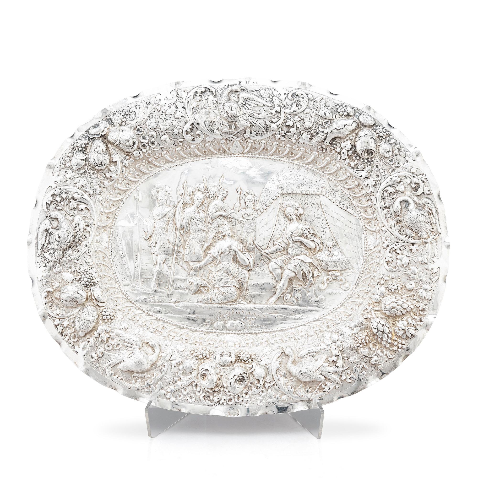 A Swedish early 18th century silver presentation-dish, mark of Petter Bernegau, Stockholm 1711.