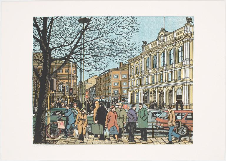 SVENOLOV EHRÉN, färglitografier 4 st. Signerade och olika daterade och numrerade.