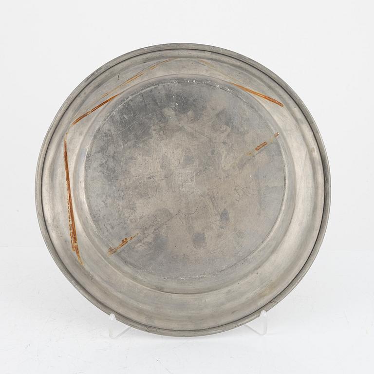 A group of eight Swedish pewter dishes, 18th-20th Century, including Mathias Norling, Jönköping, 1863.