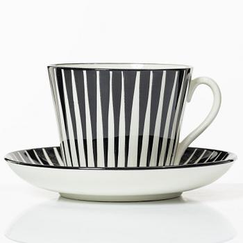 Eugen Trost, tea cups with saucers, 7 pieces, stoneware, "Zebra", Gefle, 1950s.