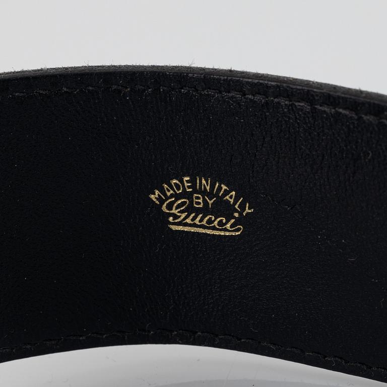 Gucci, two black leather belts, size 70-85.