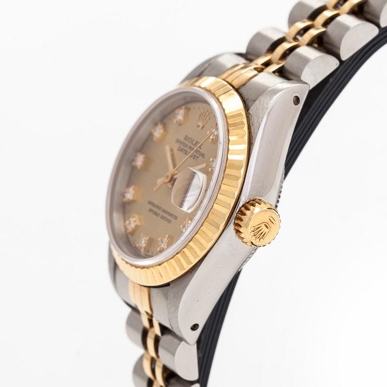 Rolex, Oyster Perpetual, Datejust, "Diamond Dial", rannekello, 26 mm.