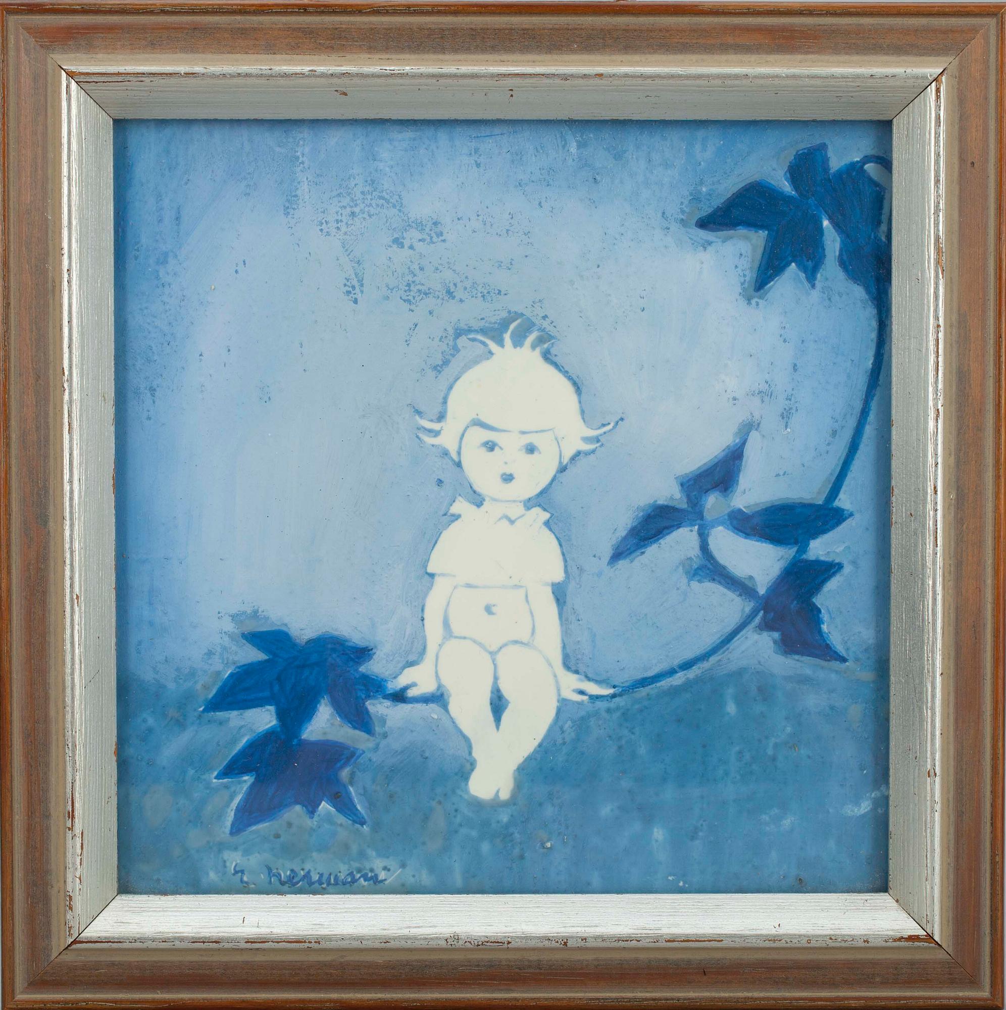 EINAR NERMAN, gouache på keramik, sign.