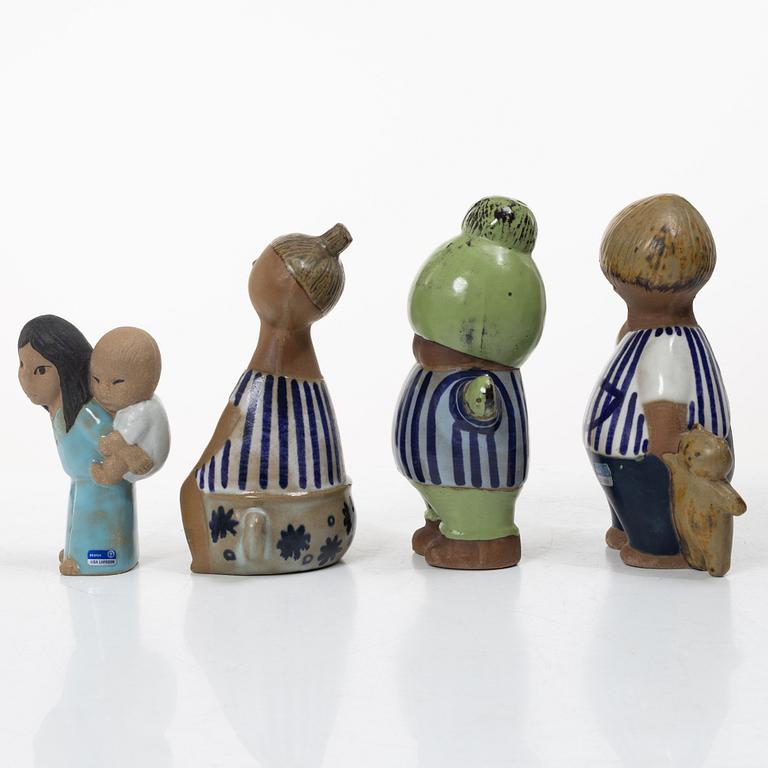 Lisa Larson, Figurines, 4 pcs, “Larsons ungar” and “Världens barn”, Gustavsberg.