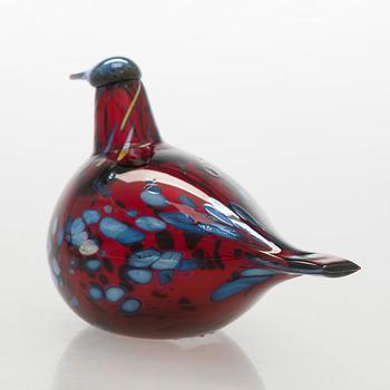 Oiva Toikka, lasilintu, "Rubiinilintu", signeerattu O. Toikka Iittala.