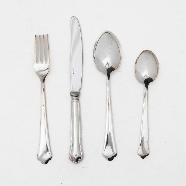 Bestickuppsättning, 33 delar, silver, modell "Chippendale", GAB, Eskilstuna, bl a 1999.