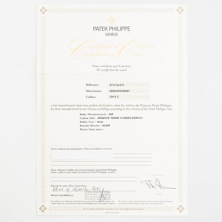 Patek Philippe, Nautilus, "Piano Dial", ca 2016.