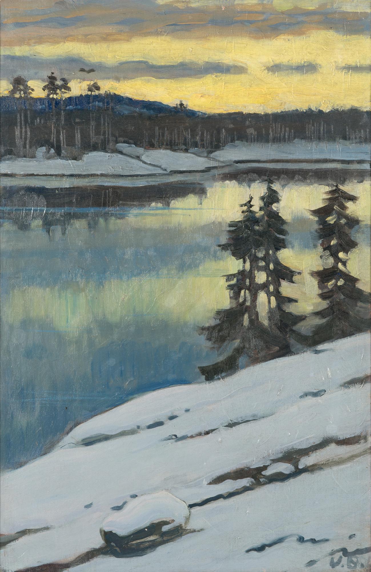 Väinö Blomstedt, Vinterlandskap i skymningen.