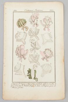 A SET OF 22 HAND COLOURED FASHION ILLUSTRATIONS, early 19th century.