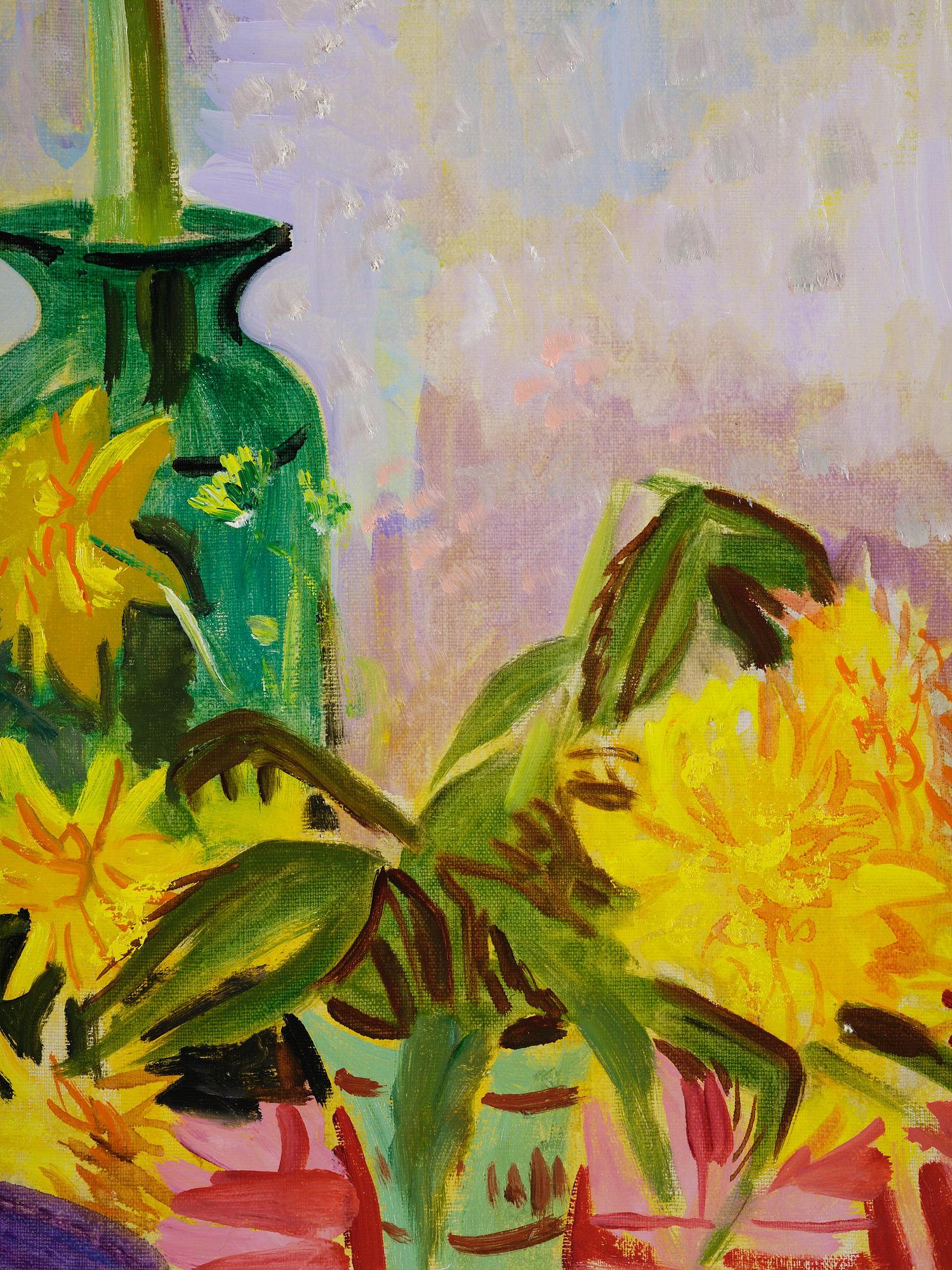 Isaac Grünewald, Stilleben med amaryllis i grön vas.