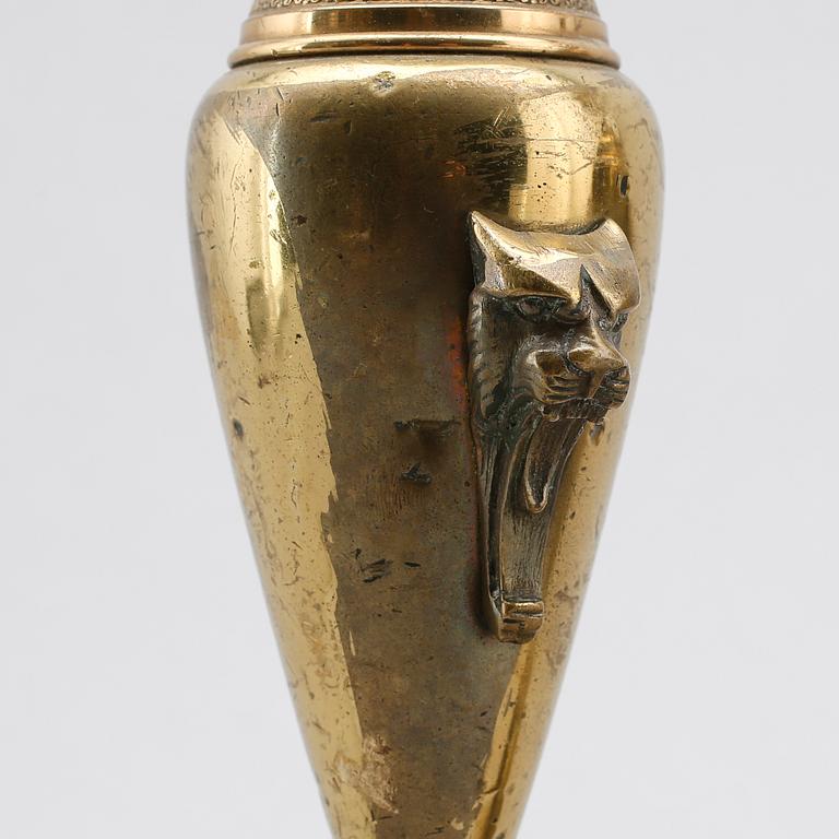 LJUSSTAKAR, 1 par, förgylld brons, 1800-tal.