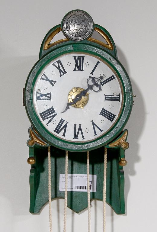 VÄGGPENDYL, allmoge, bär märkning 1770.