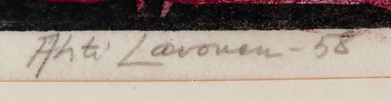 AHTI LAVONEN, träsnitt, signerad och daterad -58, Tpl'a.