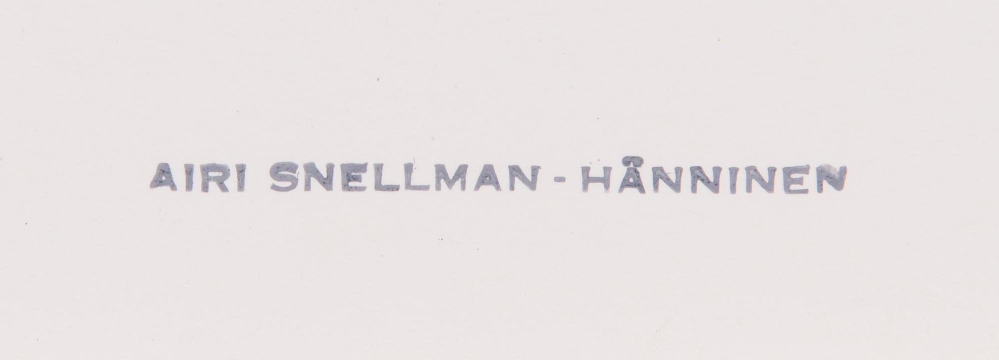 Airi Snellman-Hänninen, an original draft for a rug, mixed media, signed Airi Snellman- Hänninen -59 andstamp signature.