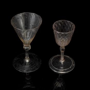 TWO WINE GLASSES, probably Italy, 18th century.