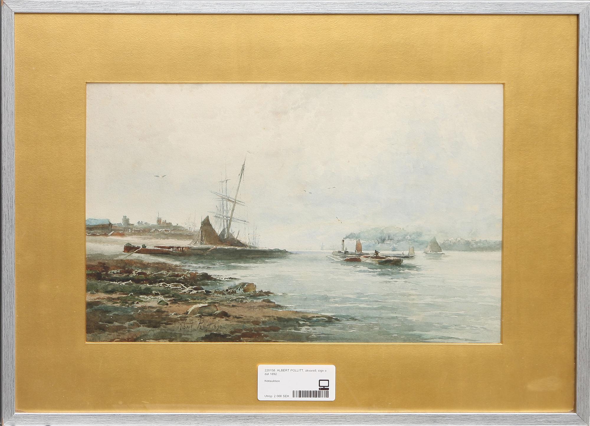 ALBERT POLLITT, akvarell, sign o dat 1892.