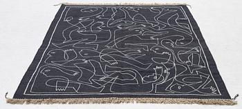 Matta, handbroderad Kelim, 183 x 126 cm.