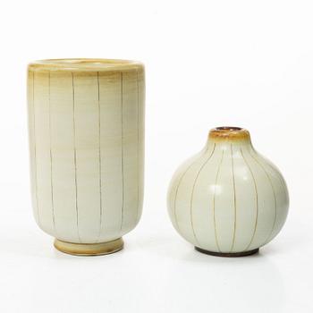 Gertrud Lönegren, Two 'Miranda' stoneware vases, Rörstrand, 1936-1941.