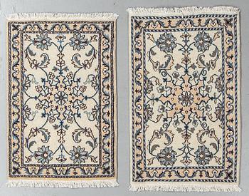 Mattor 2 st, Nain, part silk, ca 90 x 64 cm.