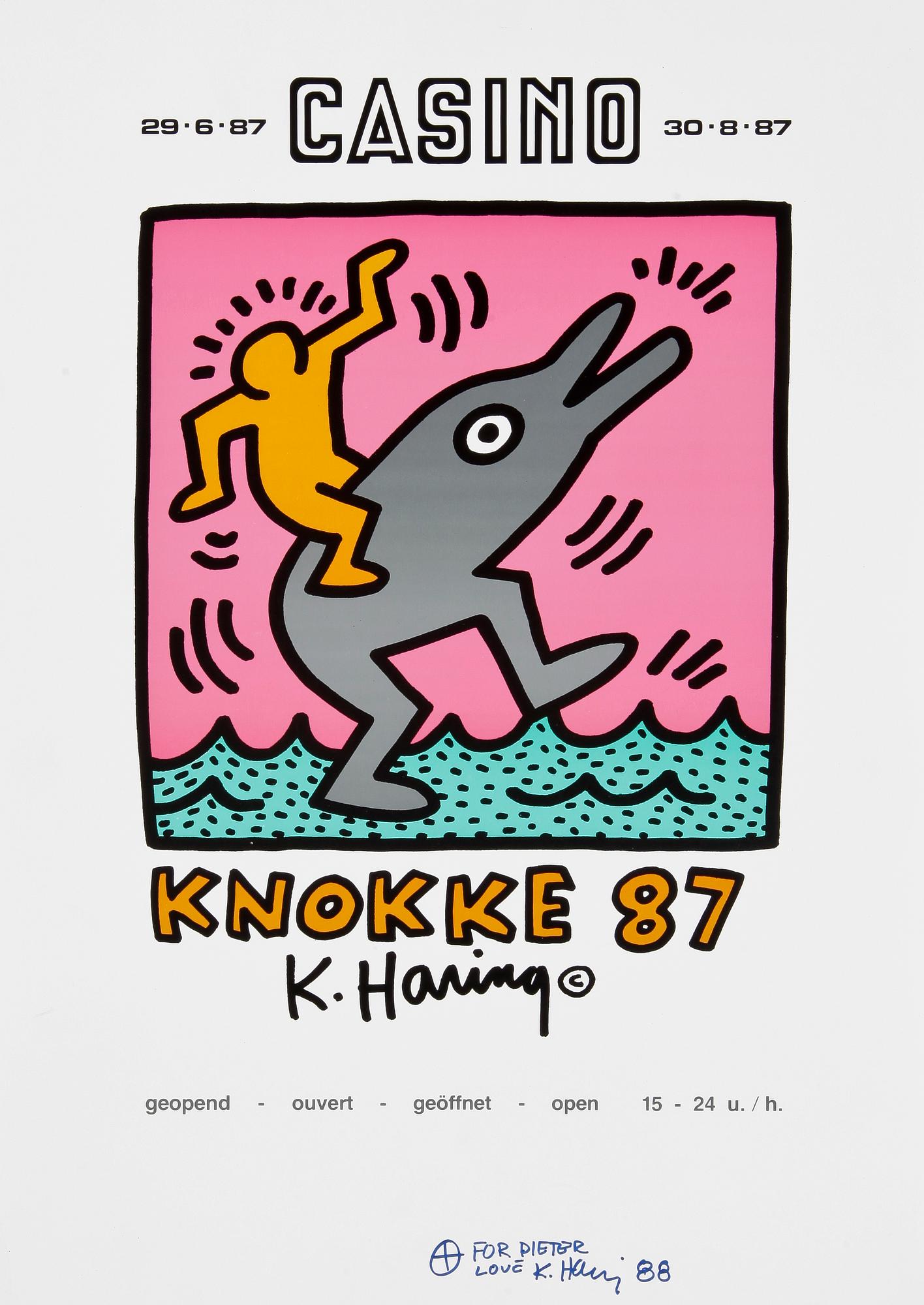 KEITH HARING, efter, affisch, signerad och -88.
