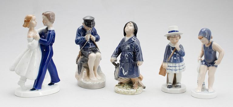 FIGURINER, 5 st, porslin, Royal Copenhagen samt Bing & Gröndahl.