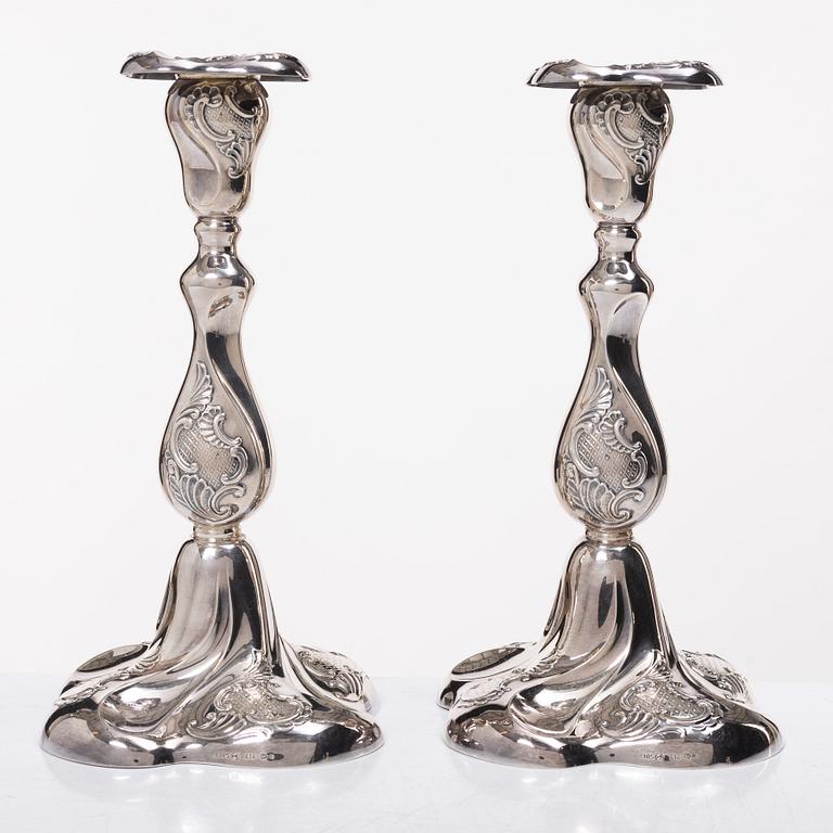 Candelabra, 2+2 pcs, silver, Thorvald Marthinsen Silverware Factory, Tönsberg, Norway, 20th century.
