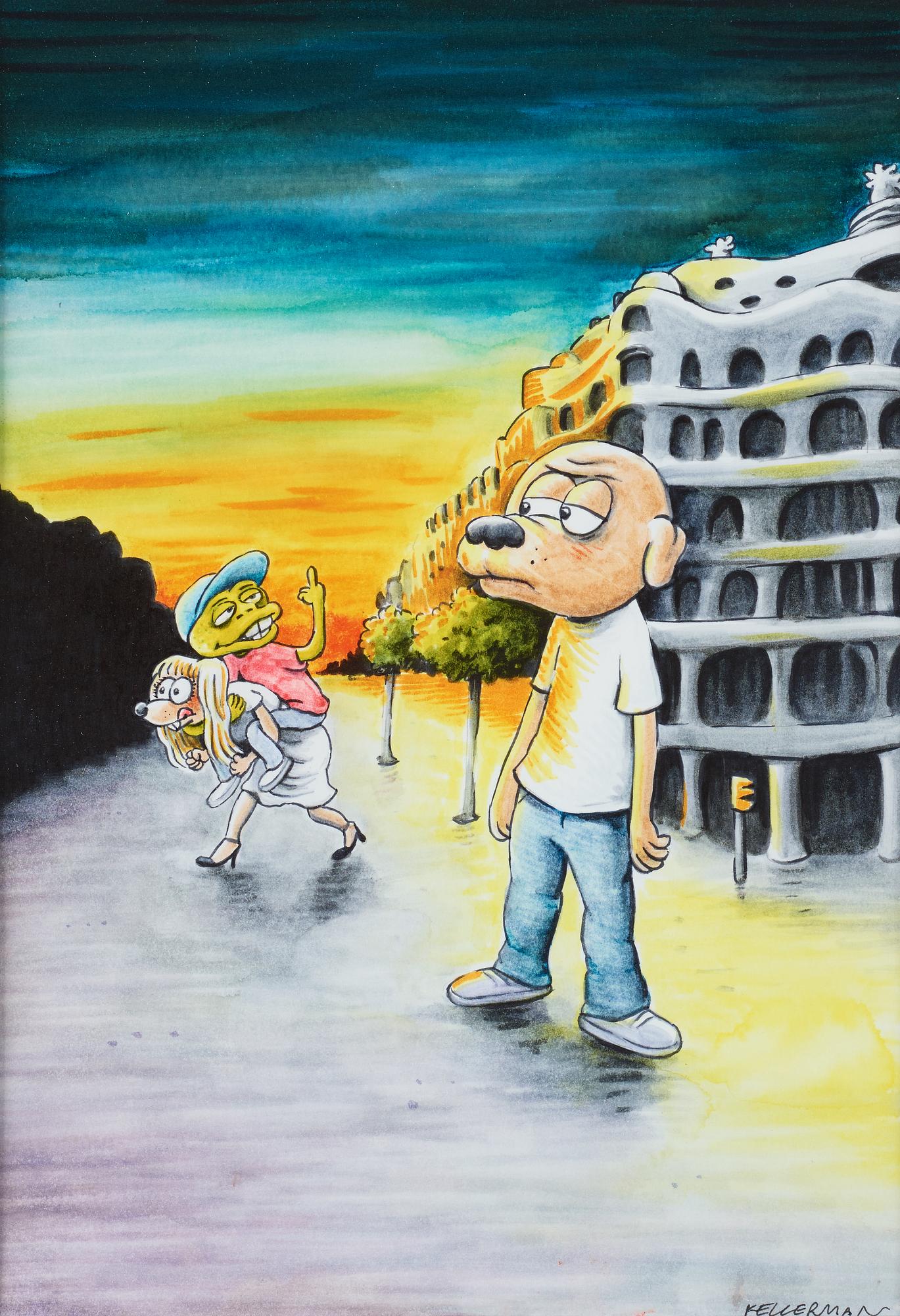 MARTIN "ROCKY" KELLERMAN, mixed media, signed.