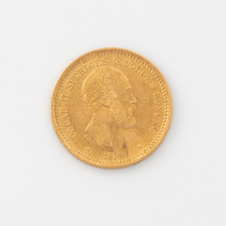 Oscar II, guldmynt, 10 kronor, 1876.