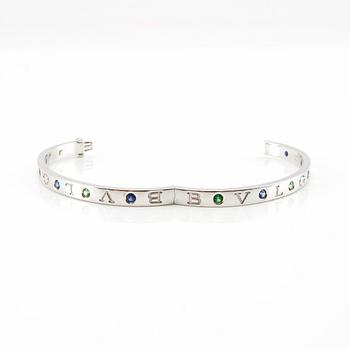 Bulgari, "Roman Sorbets" bracelet, 18K white gold with faceted tsavorites and purple sapphires.