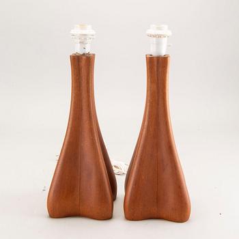 Table lamps, a pair, teak, 1960s.